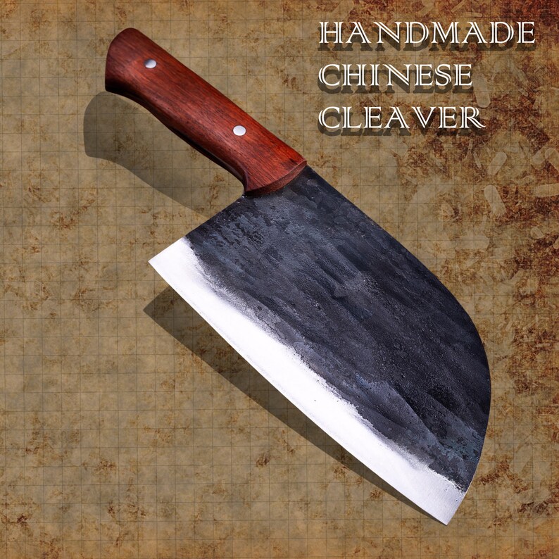 Handmade Chinese Cleaver Carbon Steel Chef Knife Canvas Etsy