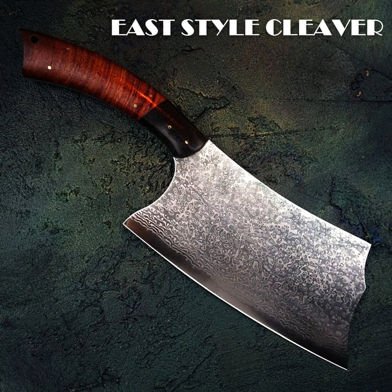 Chinese cleaver Hand Damascus Kitchen Knife Vegetables Etsy