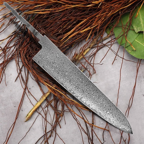 CUSTOM HAND FORGED Damascus Steel Rat Tail Blank Blade for Knife