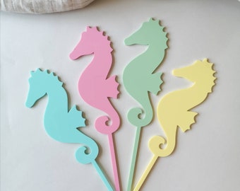 Cake topper « Monde sous-marin » en couleurs pastel ou en bois / set ou individuellement