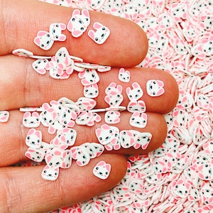 Bunny Fimo Slices, Polymeer Klei Fruit Slices, Nail Art, Miniatuur, Pasen / Lente Hagelslag, Betaalbaar, Gratis verzending in aanmerking komen, #69