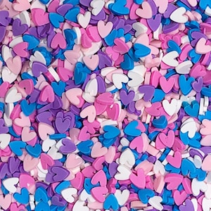 Multicolored Heart Polymer Clay Fake Sprinkles, Decoden Rainbow, Free Shipping Eligible, Slime Supplies, Affordable, Add ins, #10
