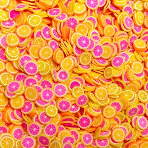 Tranches de pâte fimo mélangée aux agrumes, tranches de pâte polymère, paillettes nail art, orange, citron et pamplemousse, abordable, livraison gratuite éligible, #154