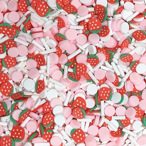 Strawberry Milk Polymer Clay Sprinkles, Fake Sprinkles, Decoden Funfetti, Free Shipping Eligible, Slime Supplies, Affordable, #26