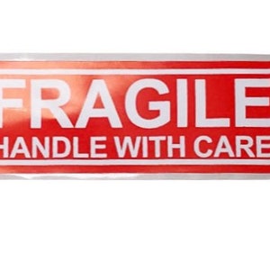 5/10/25/50/100 piece, 1 x 3 inch Fragile Stickers, Perforated, Affordable, Free Shipping Eligible, Packaging, Handle with Care, No Hassle