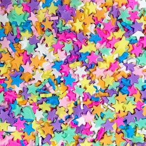 Rainbow Star Polymer Clay Sprinkles, Faux Sprinkles, Décodén Funfetti Rainbow, Livraison gratuite éligible, Fournitures de slime, Pas cher, Compléments, #14