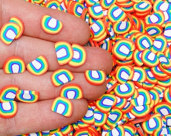 Large 10mm Rainbow Fimo Slices, Fake Polymer Clay Slices, Free Shipping Eligible, Slime Supplies, Nail Art, Decoration, Affordable, #77