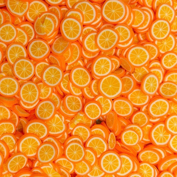 Orange Fimo Slices, Polymer Clay Fruit Slices, Nail Art, Miniature, Sprinkles, High Quality, Affordable, Free Shipping Eligible, Kawaii, #20