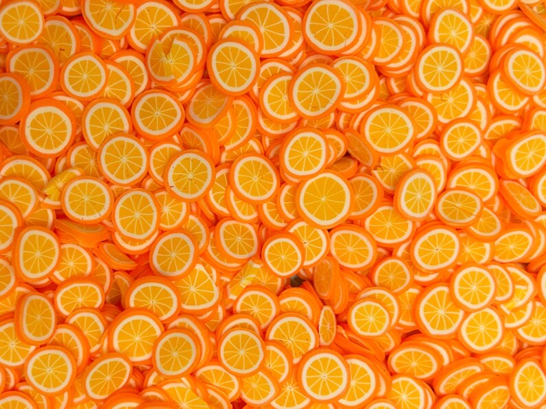Orange Fimo Slices, Polymer Clay Fruit Slices, Nail Art, Miniatu