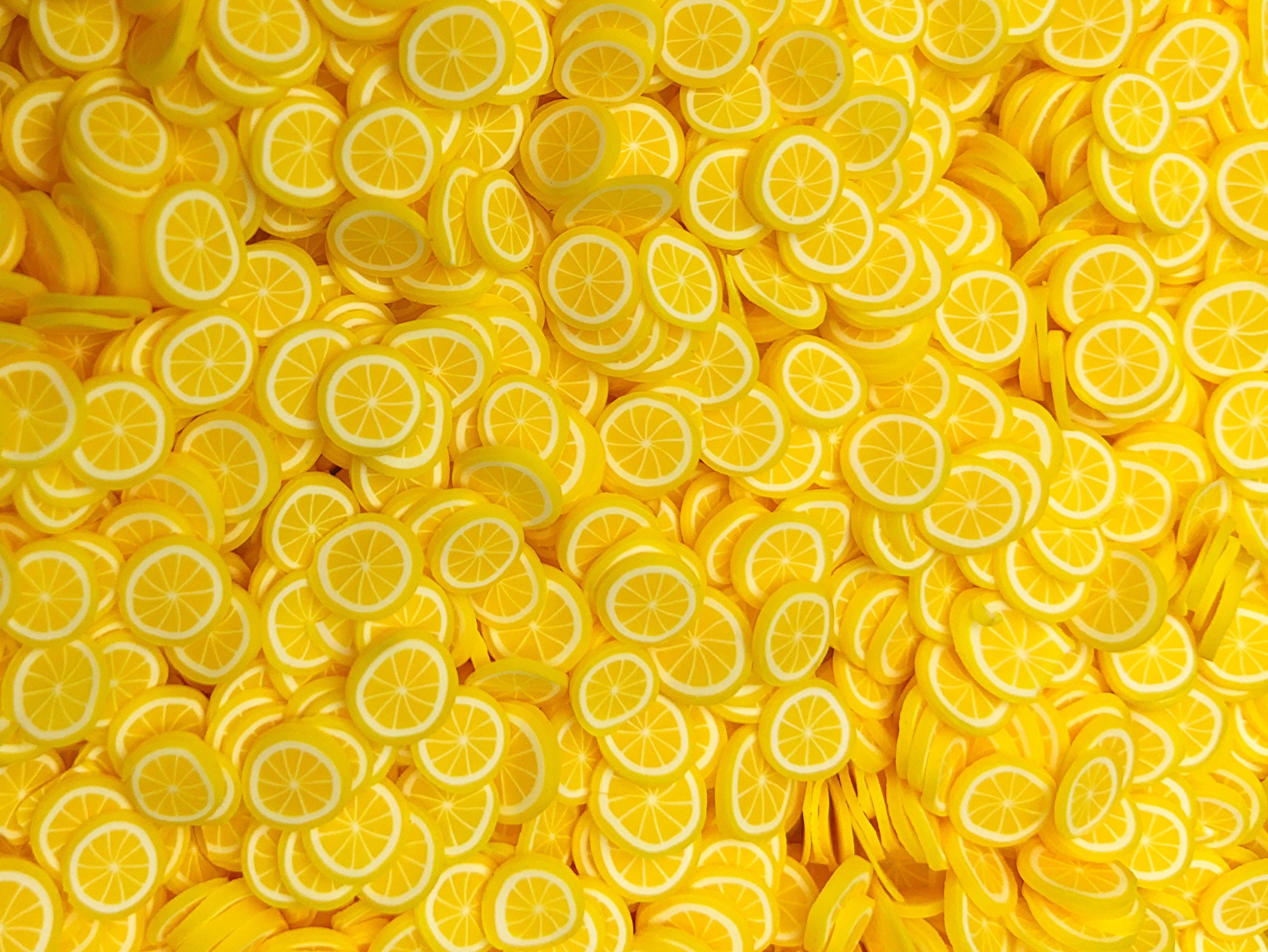 Lemon Fimo Slices, Polymer Clay Fruit Slices, Nail Art, Miniature, Sp…