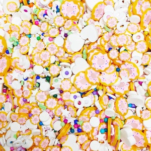 Donut Party Sprinkle Mix, Large & Small Donut Slices, Crumbs, Clay Jimmies, Nonpareils, Nail Art and Decoration, Free Shipping Eligible, #88