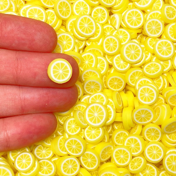 LARGE 10mm Lemon Fimo Slices, Fake Polymer Clay Slices, Free Shipping Eligible, Slime Supplies, Nail Art, Decoration, Affordable, #178