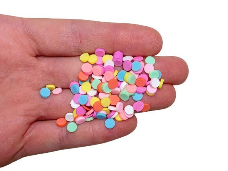 Affordable Decoden Funfetti Pastel Rainbow Polymer Clay Round Confetti Sprinkles Fake Free Shipping Eligible Slime Supplies #02