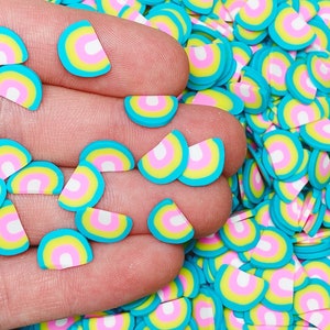 Grandi fette fimo arcobaleno pastello da 10 mm, fette di argilla polimerica finta, spedizione gratuita idonea, forniture slime, nail art, conveniente, #78