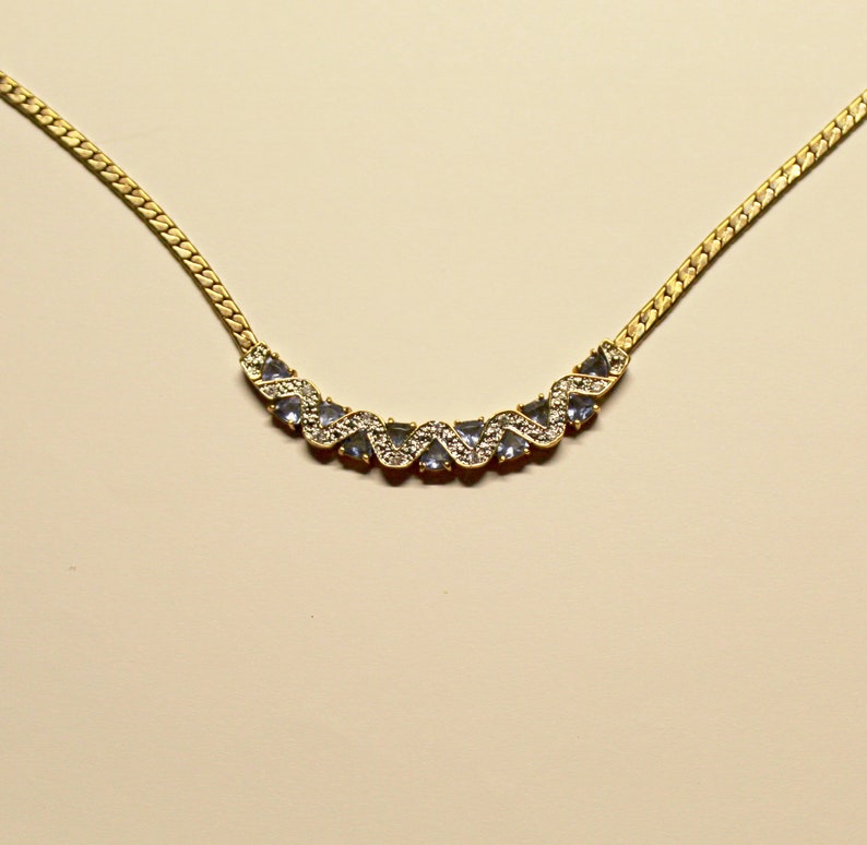 VTG Necklace in Gold and Zircon 1970 image 2