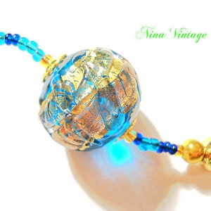 VTG Murano Necklace Blue Night image 2