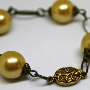 Ancient Bronze Bracelet with Pearls image 4