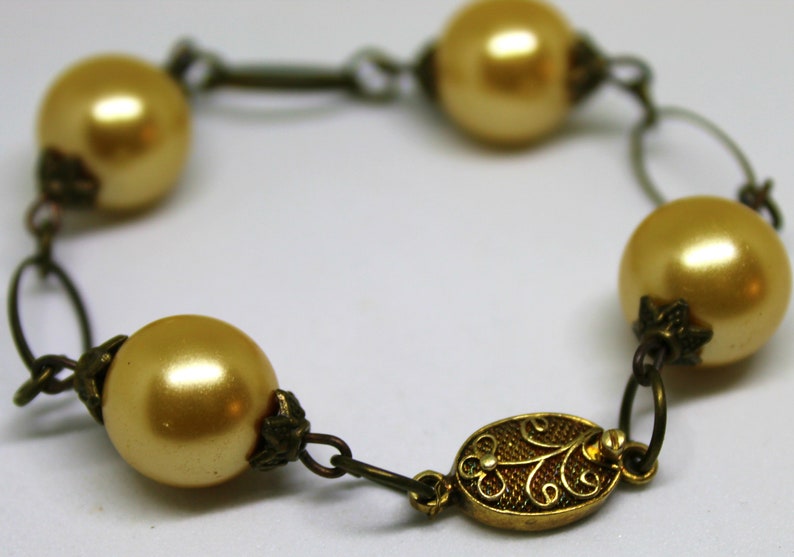 Bronze Ancien Bracelet avec Perles image 4