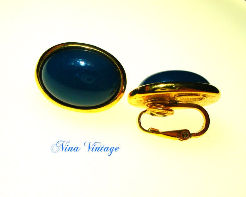 VTG Trifari earrings Blue Petrol image 2