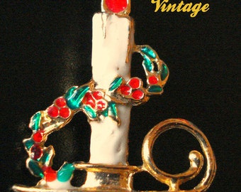 Vtg Broche  Porte Bougie Avec La Bougie