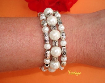 Bracciale Perle Vetro e  Beads in argento Tibetano