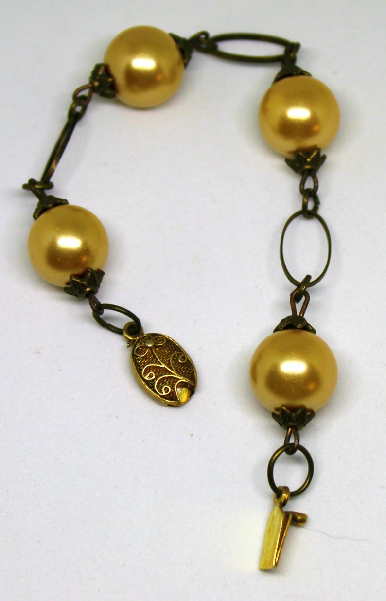 Bronze Ancien Bracelet avec Perles image 3