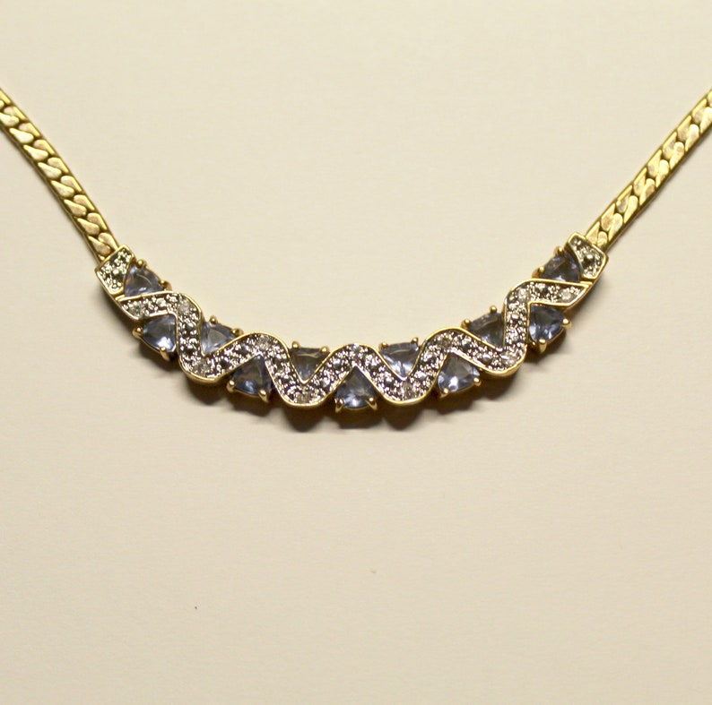 VTG Necklace in Gold and Zircon 1970 image 1