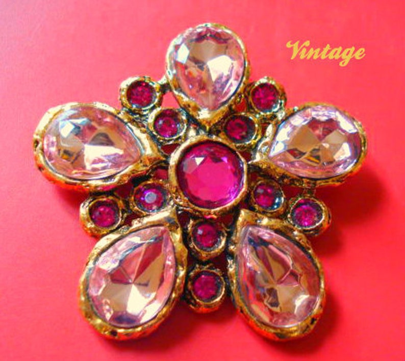 VTG BROOCH Yochi flower 50's image 1