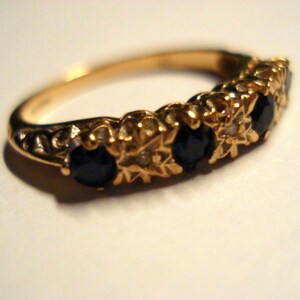 Antique Ring 9 Ct. or avec saphirs et diamants image 5