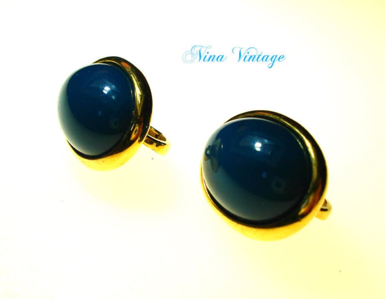 VTG Trifari earrings Blue Petrol image 1