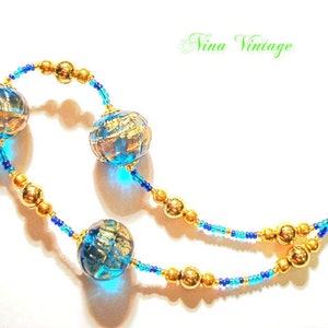 VTG Murano Necklace Blue Night image 1