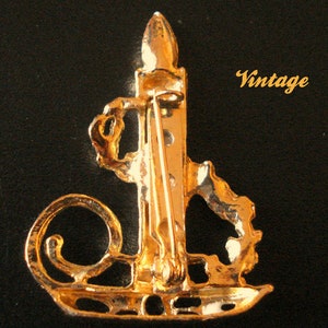 Vtg Broche Porte Bougie Avec La Bougie image 2