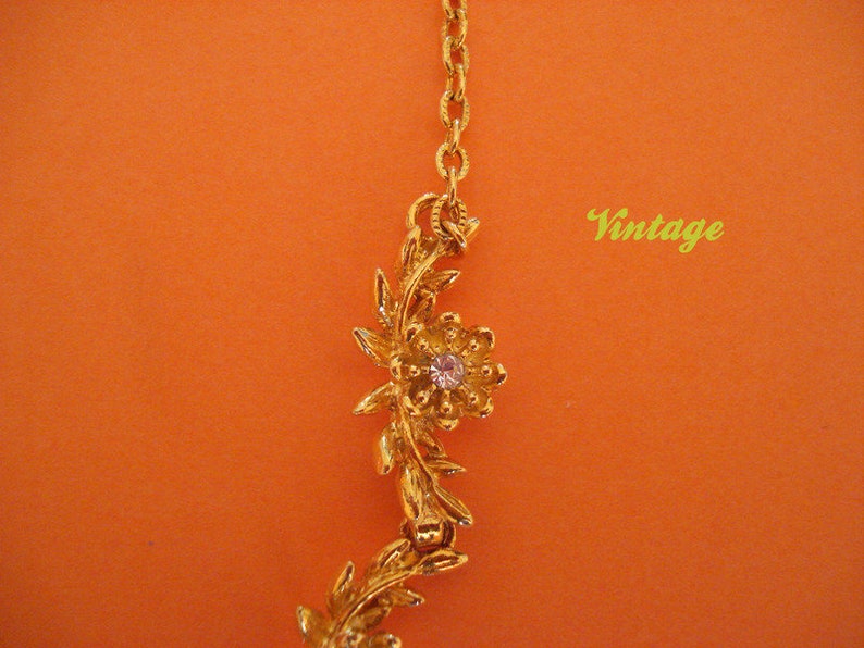 Vtg Gold Necklace And Earrings 1980 image 2