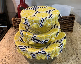 Bowl Covers, cotton reusable & washable, 3 Cover Set, Zero Waste Eco-friendly, Sustainable Kitchen Tool