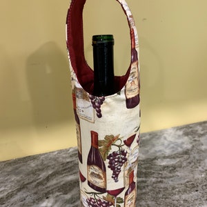 Fabric Wine Bottle Gift Bag: Reversible Hostess Tote
