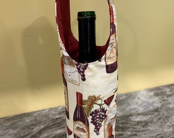 Fabric Wine Bottle Gift Bag: Reversible Hostess Tote