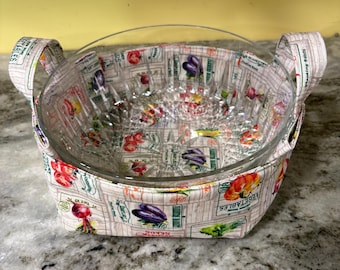 Microwave bowl kozy with handles.