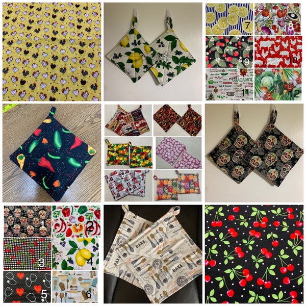 2 Pot holders, 2 Hot Pad Set, Table protector,  Kitchen gift, 2 Quilted pot holder