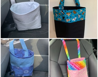 Car organizer/trash bag, auto organizer, trash caddy, storage bag, car garbage bag, headrest bag, child toy holder.