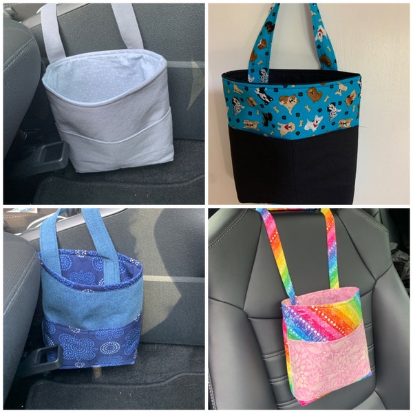 Car organizer/trash bag, auto organizer, trash caddy, storage bag, car garbage bag, headrest bag, child toy holder.