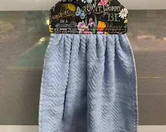 Hanging Terry Dish Towel: Decorative Kitchen Oven Towel with Snap