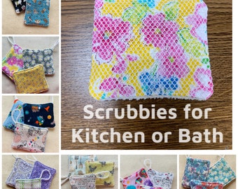 Kitchen scrubbie, kids bath time scrubbie, shower scrubbie, bath sponge, kitchen sponge, eco friendly, re-usable, washable, dish sponge.