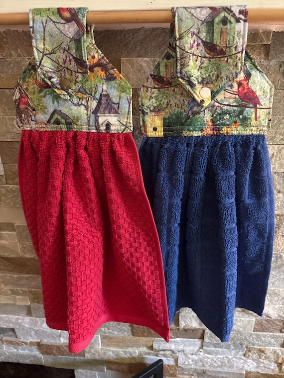 Hanging Terry Dish Towel: Decorative Kitchen Oven Towel with Snap