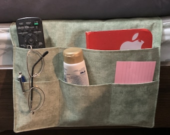 Bedside Organizer: 5-Pocket Remote, Book & Cell Phone Caddy