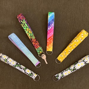 Fabric Wristlet Key Fob, Floral Key Ring
