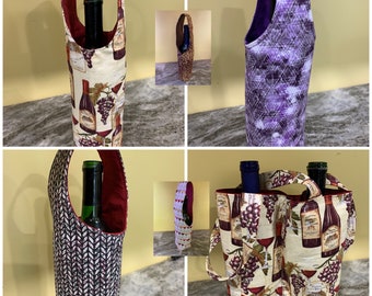 Handmade Wine Carrier  Wine bag pattern, Fabric wine bottle bag