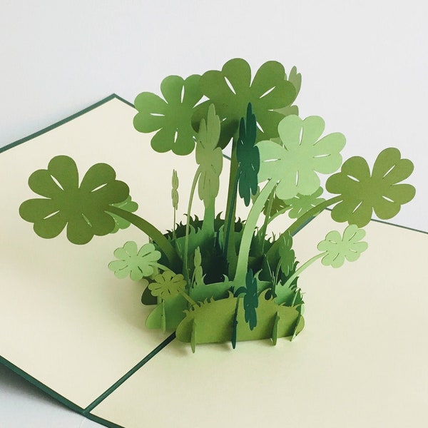 Glücksklee, Lucky clover, pop up card, 3D-Karte, Pop Up Karte, Geschenk zum St. Patrick's Tag, Grußkarte zum St. Patrick's Tag,