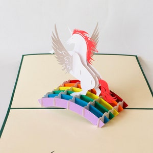 Unicorno, biglietto 3D/pop-up/biglietto pieghevole