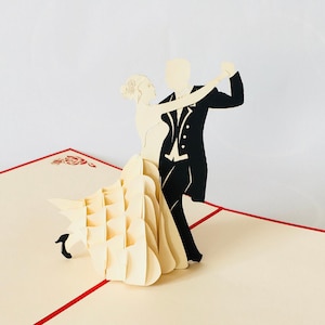 Tanzpaar, Brautpaar, Dancing couple, bride and groom, Hochzeitskarte, Wedding card, Pop-up,  3D-Karte für Tanzball,