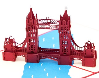 Tower Bridge rot, Klappkarte / 3D-Karte / Pop-Up